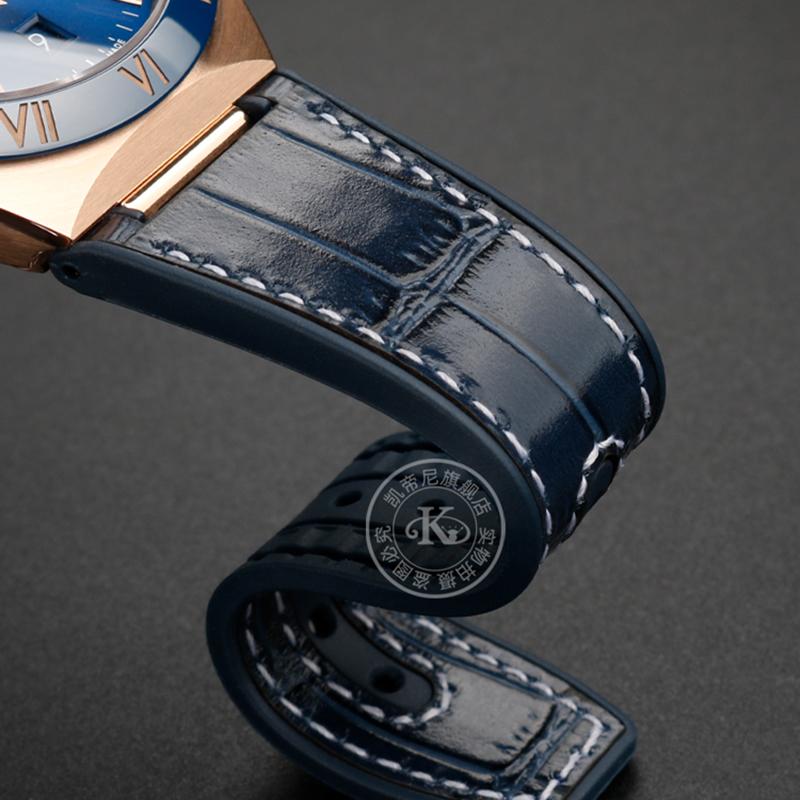 For Omega Constellation Manhattan Series Watch Strap Cowhide Crocodile Pattern Silicone Rubber Bottom Observatory Watchband