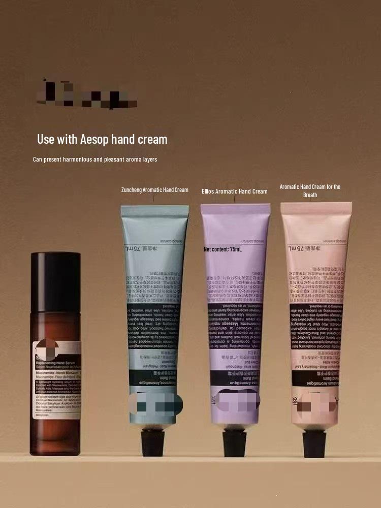 Aesop 4-Piece Set: Hand Repair Serum + Trio of Hand Creams & Essential Oil Hand Wash. Pink Hand Cream