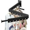 Wall Mounted Clothes Hanger Rack - Extendable Drying Rack with Mounting Brackets