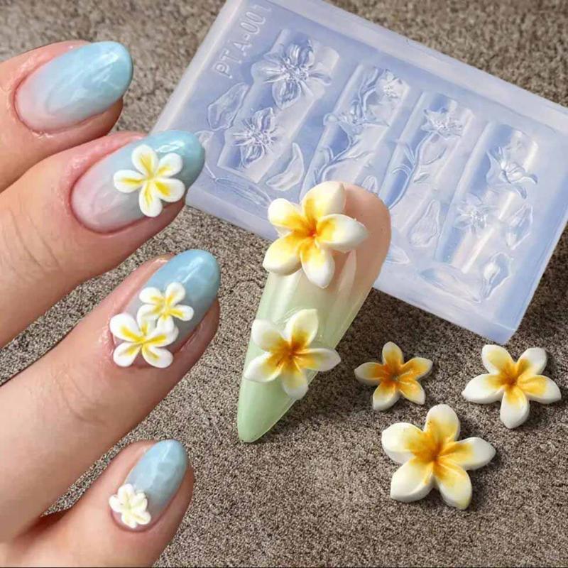 2/3Pcs 3D Hawaii Hibiscus Flowers Nail Art Mold Floral Petal Ballet Bows Design Resin Mold Nail Carving Template Diy Accessories