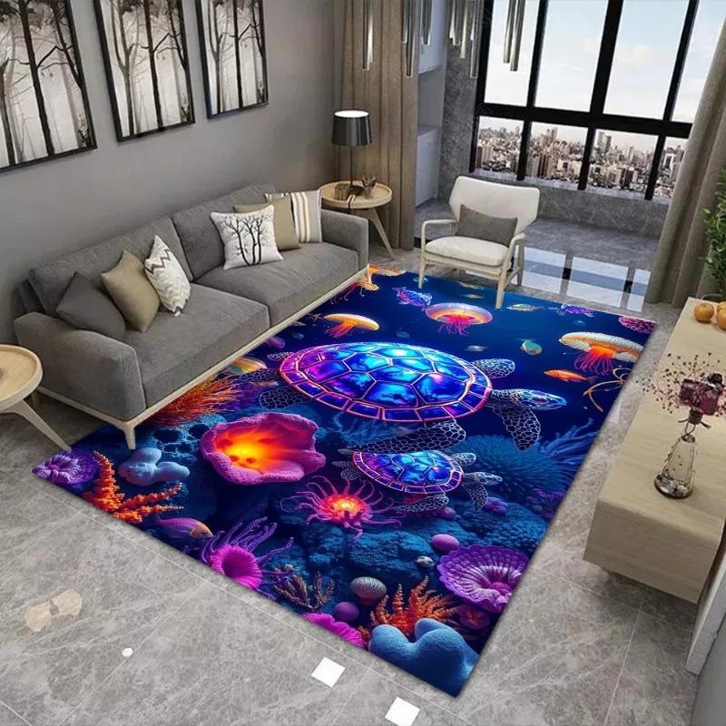 Iridescent Turtle Printing Large Carpet Anti Slip and Wear-resistant Used in Living Rooms Mat Bedrooms and Other Scenes Soft Rug