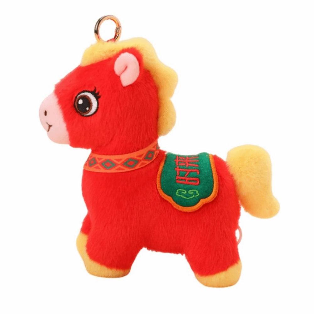 Chinese Style Mascot Horse Plush Keychain PP Cotton Chinese Horse Plush Doll  Festive Decor