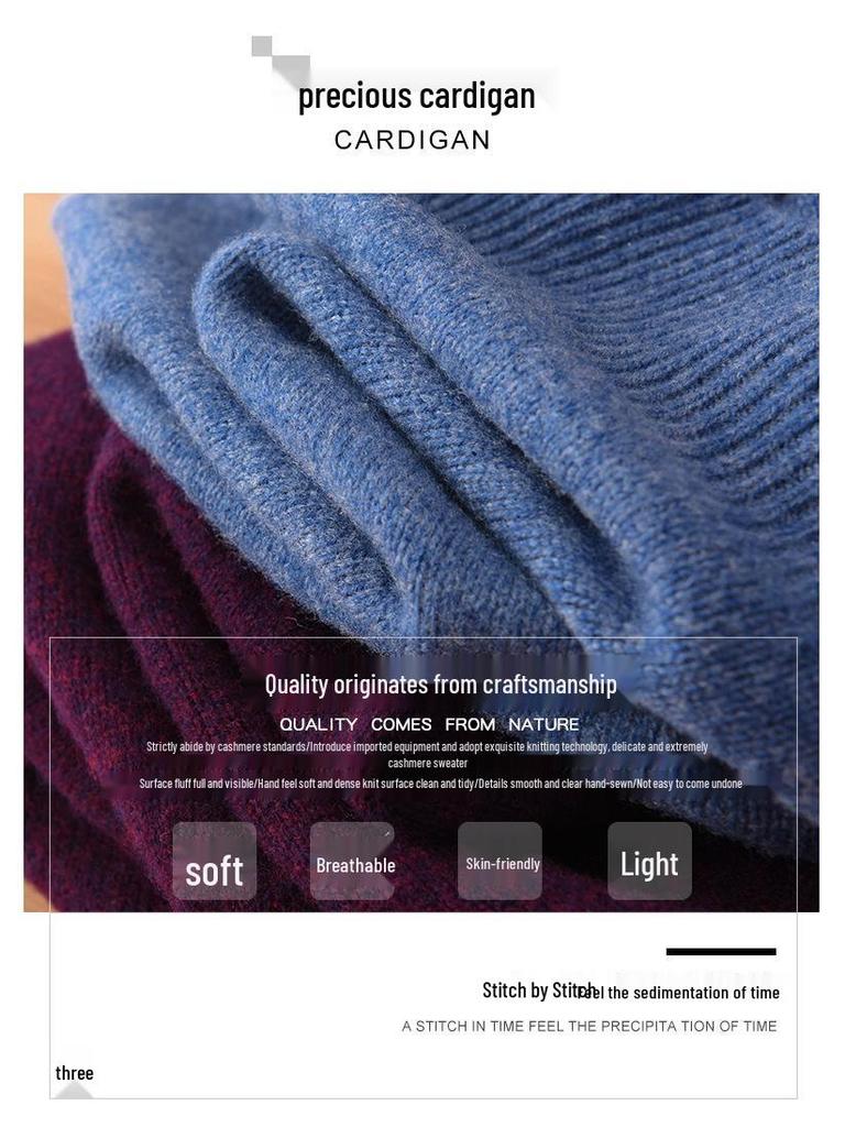 Men's Autumn Winter Cashmere Round Neck Thin Fashion Pullover Loose Wool Knit Sweater