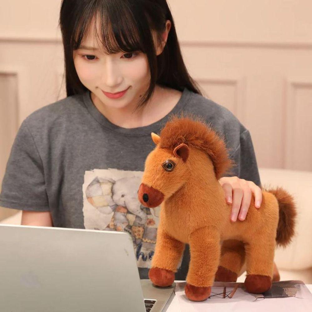 Simulation Pony Plush Toys Saddle Cartoon Horse Stuffed Toy  Valentine's Day Gifts