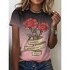 Fashion Women's Clothing Love Short Sleeve Crew Neck Short Sleeve Crew Neck T-Shirt 3D Love Rose Color Printing Rose Short Sleeve