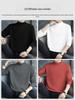 Men's Long Sleeve Cotton T-Shirt, Semi-High Neck, Solid Color Base Layer for Autumn/Winter