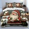 Christmas Santa in Snowy Village Bedding Duvet Cover Set  (1*Duvet Cover 2*Pillowcases, without duvet insert)