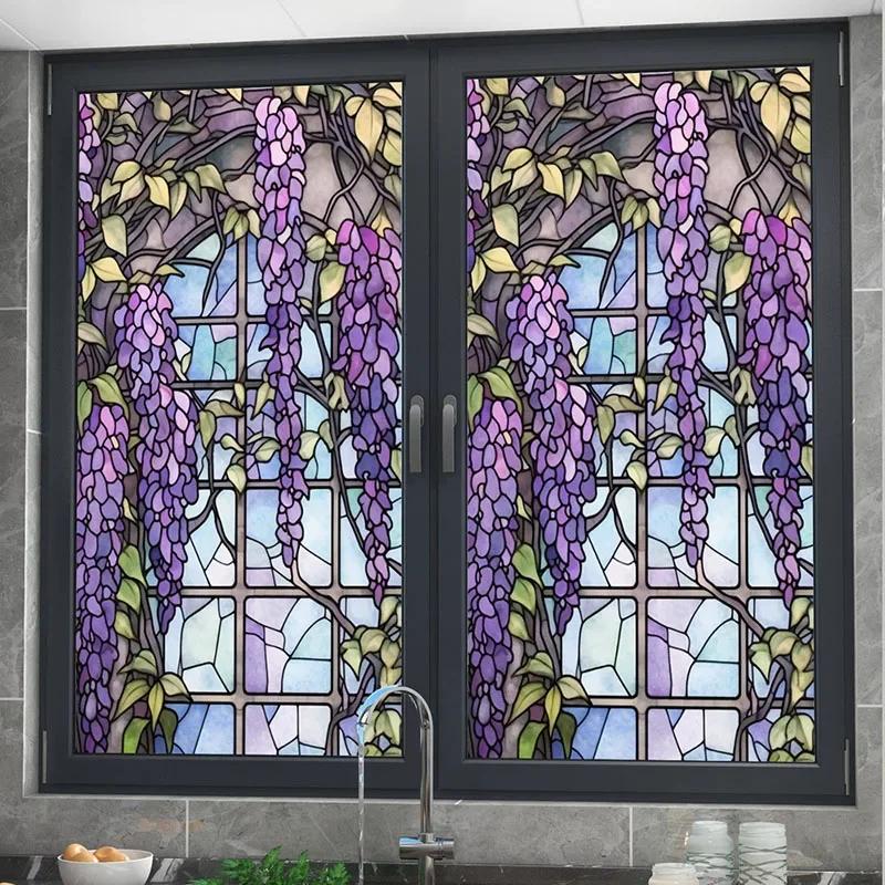 Europäischer Stil Fensterfolien Aufkleber Bunte Folie Vinyl für Glasfenster Buntglas Fensterfolie Haus und Badezimmer
