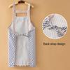 Plaid Bib Apron with Rabbit Embroidery Pocket Waterproof Oil-Proof Kitchen Apron for Cooking Baking