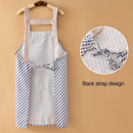 Plaid Bib Apron with Rabbit Embroidery Pocket Waterproof Oil-Proof Kitchen Apron for Cooking Baking
