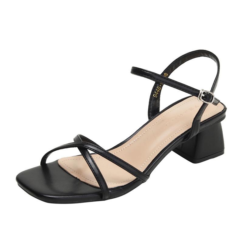 One Word with Sandals Women's Skirt Summer New Soft Sole Not Tired Feet Women's Thick Heel Medium Heel High Heel Shoes