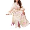 European and American women's clothing, new spring models, printed lantern sleeves, waist models, strappy tassel dresses