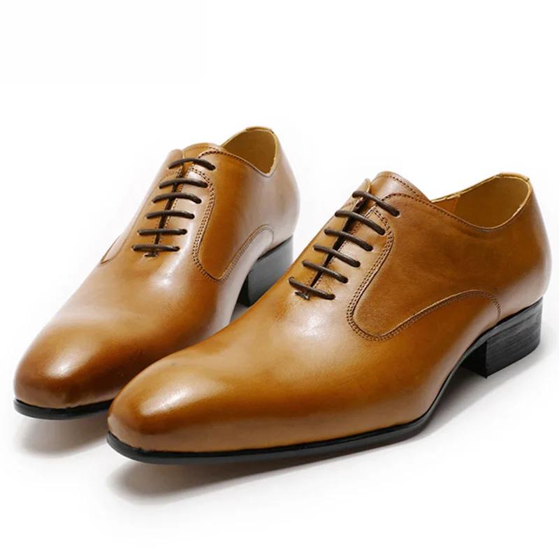Handmade Oxford Men's Shoes Genuine Leather Lace-Up Casual Business Work Formal Dress Shoes Comfortable High Quality