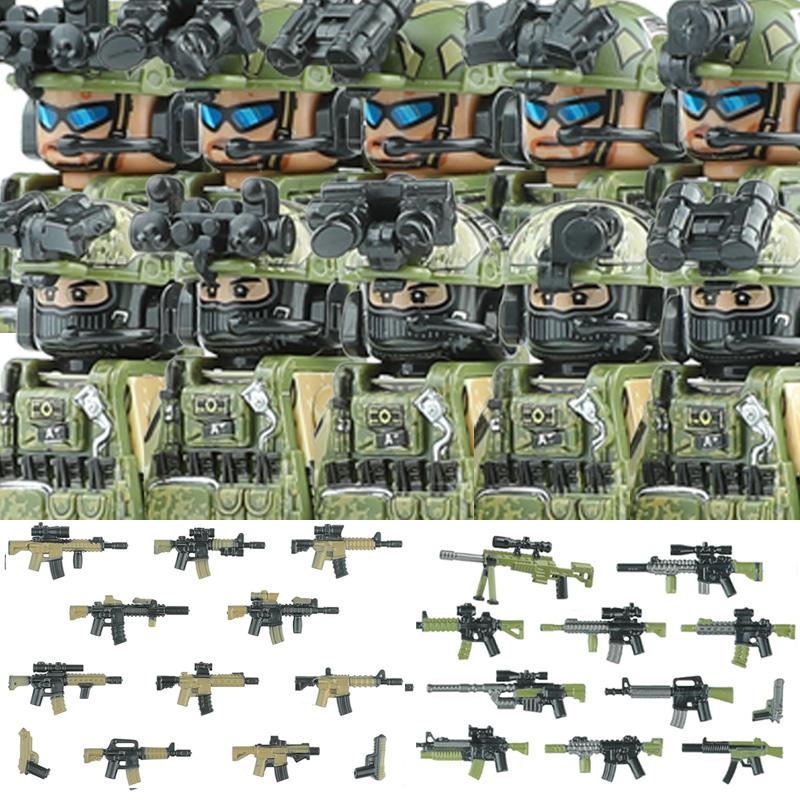 Commando Urbano Forze Speciali Figure Militari Blocchi da Costruzione SWAT Esercito USA Ucraina Soldati Assalto Fanteria Scudo Armi Giocattoli