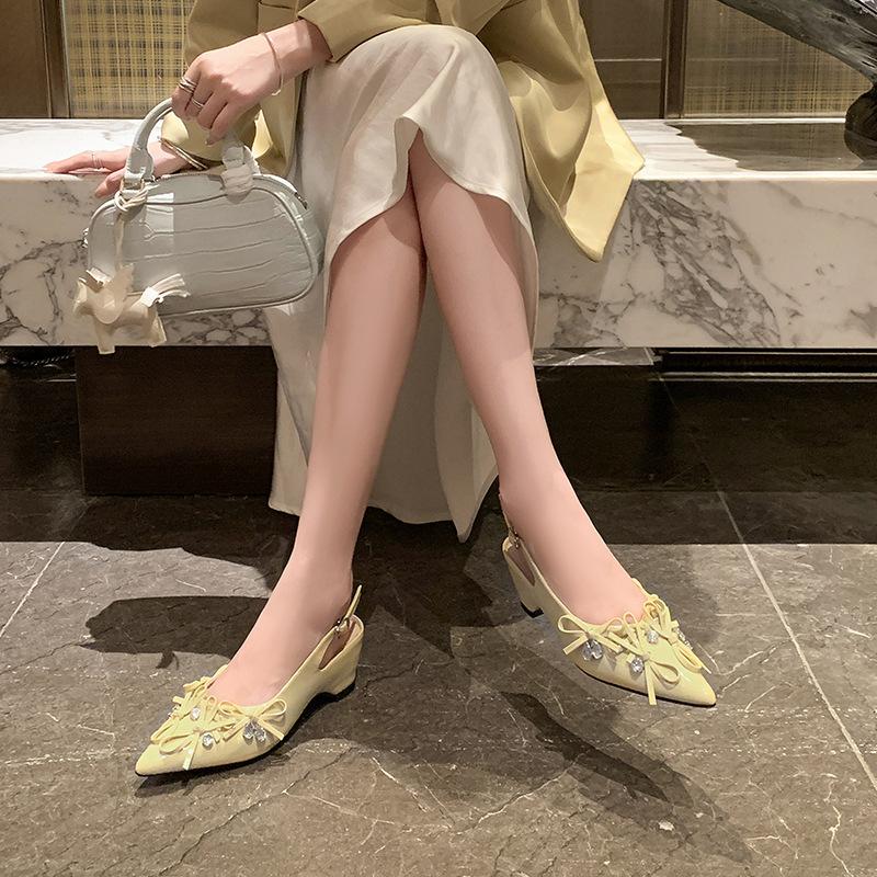 Coarse heel bag head single shoes women's spring and summer 2025 new pointed high heel sandals women's skirt with one word with empty shoes