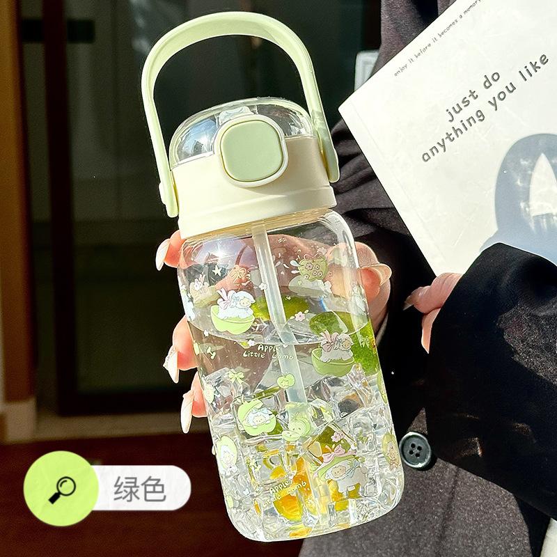 Summer New Plastic Cup Cartoon Double Drinking Cup High Value Men's and Women's Portable Children's Straw Cup