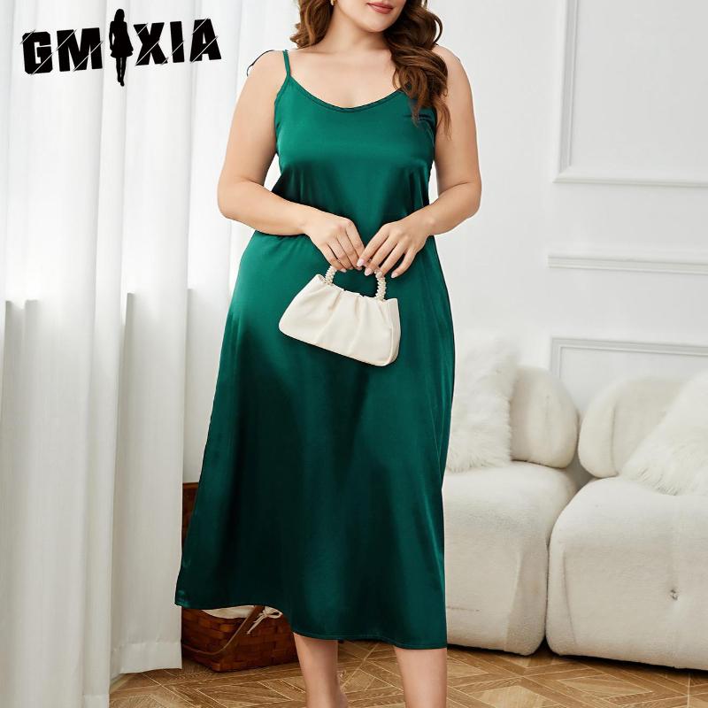 GMXIA Summer Halter Ice Silk Nightgown Women Simulation Silk Large Size Sleepwear