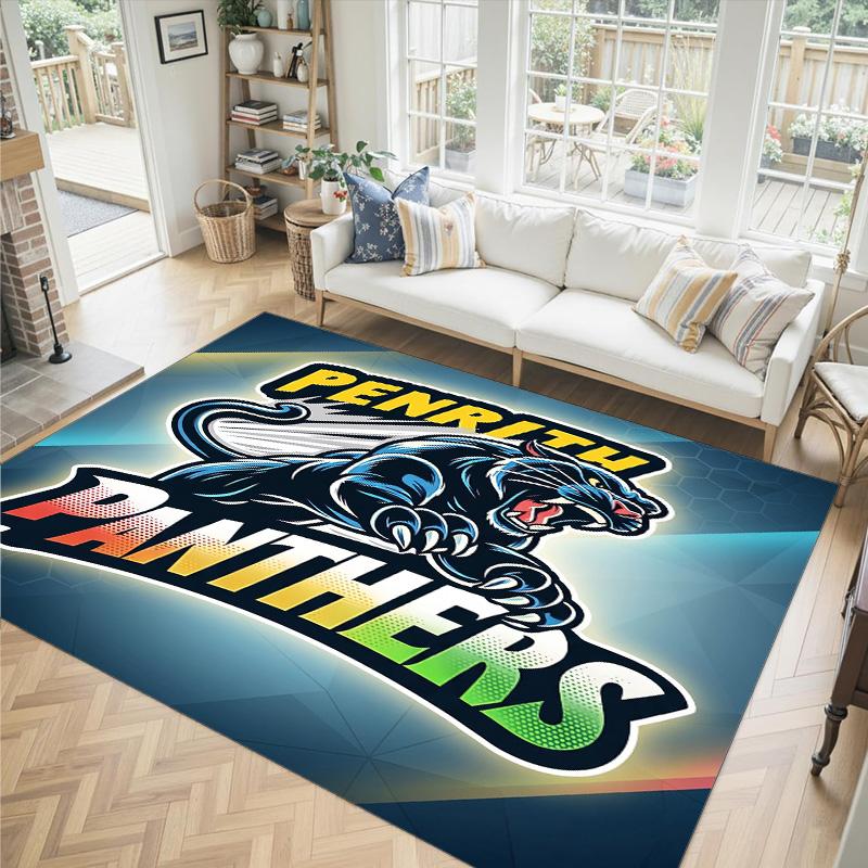 Penrith Panthers Design Crystal Velvet Carpet Cozy Non?Slip Printed Rug For Bedroom Living Room Entrance