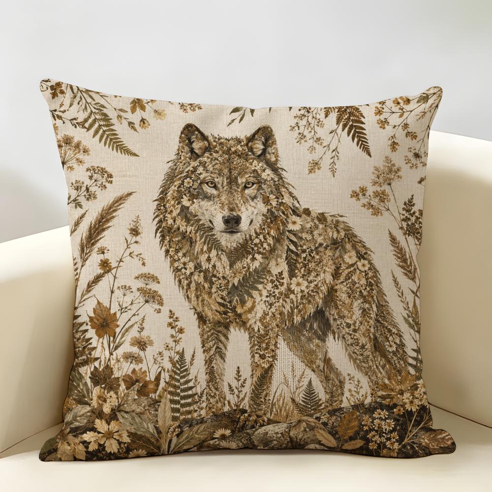 Retro Pattern Animals Flowers Cushion Cover Natural Linen Organic Fabric Double-Sided Printing Breathable Perfect For Home Decor
