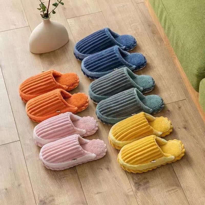 New cotton slippers women's home thick-soled warm indoor floor confinement shoes non-slip couple autumn and winter shoes men