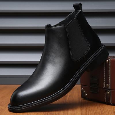 Moda Nowe Trendy Męskie Buty Chelsea Skóra Naturalna Botki Wsuwane Męskie Buty Biznesowe Eleganckie Męskie Obuwie Wysokie