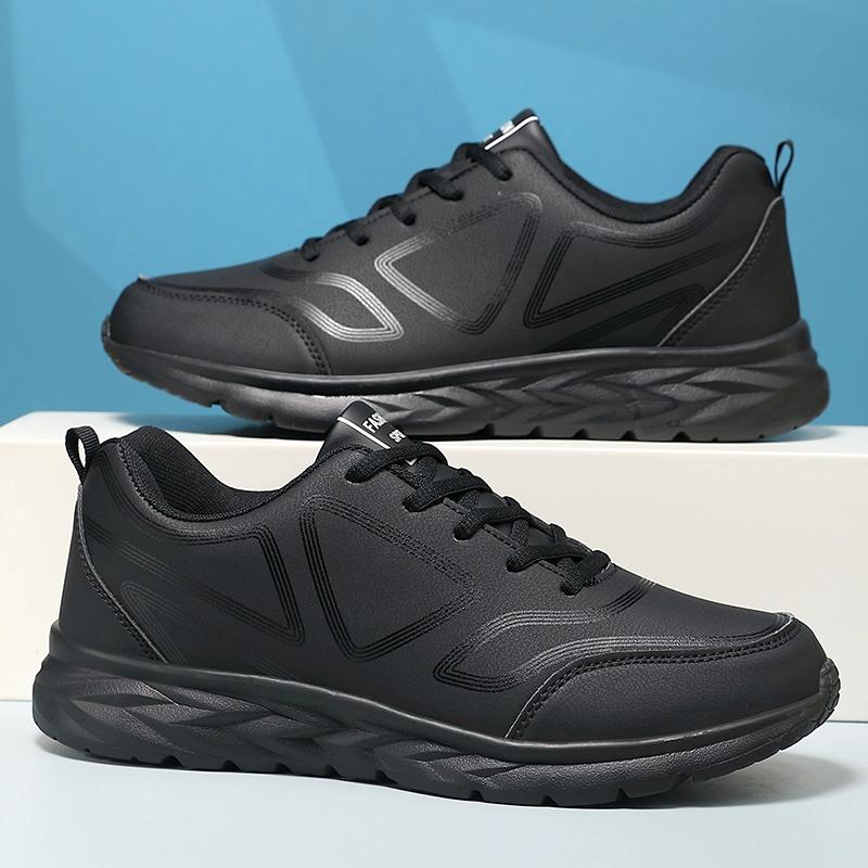 Fashion New Men Running Shoes Size 46 Male Sneakers Anti-slip Breathable Men's Walking Shoes Lace Up Soft Casual Shoes Lightweight Black