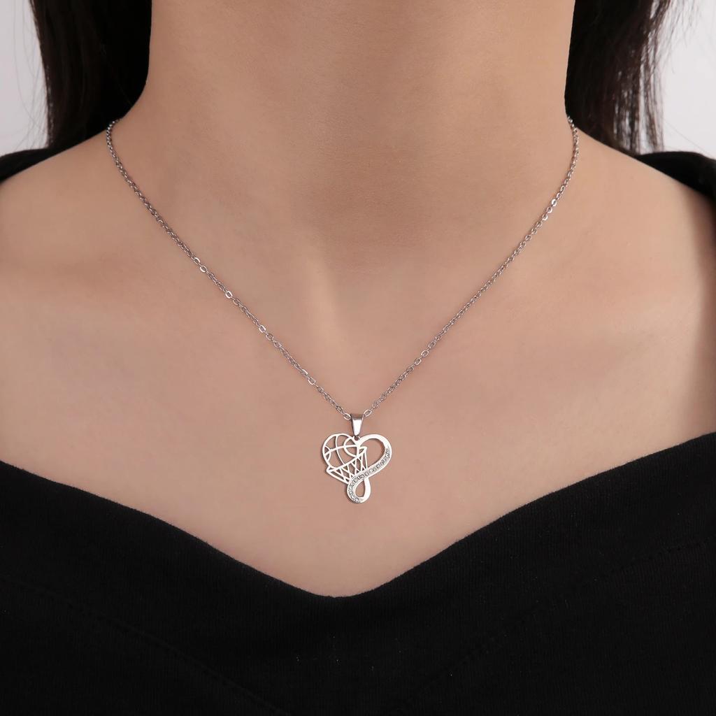 Sports Theme Diamond Necklace Volleyball Tennis Basketball Baseball Jewelry Gift For Athletes And Sports Lovers