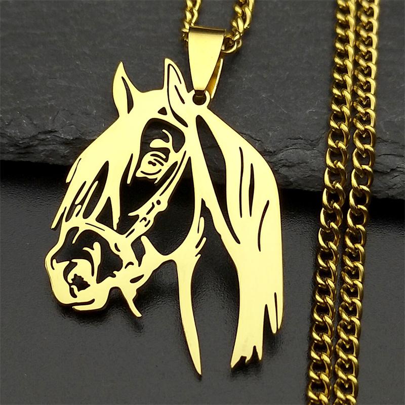 Horse Head Pendant Necklace for Women/Men Stainless Steel Animal Horse Accessories Chain Necklaces Jewelry colar masculino N2026