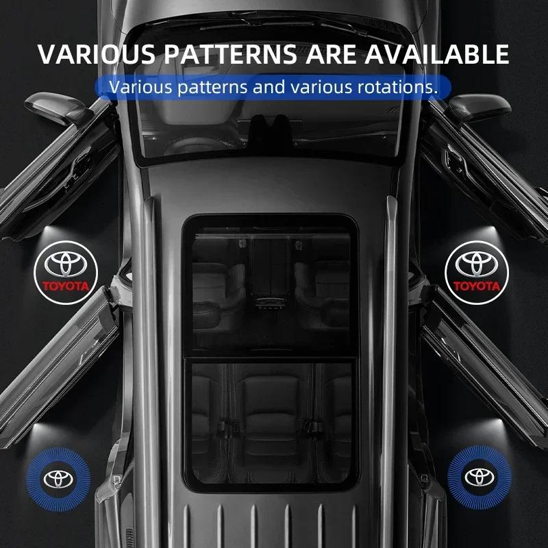 2PCS Led Car Door Welcome Laser Projector Logo Night Light Wireless For Toyota Camry Hilux Prius Auris Car Accessories