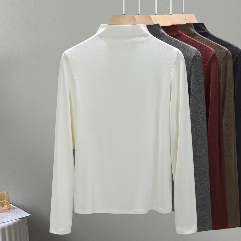 

Semi-turtleneck wool knitted bottoming shirt women s new early autumn inner long-sleeved top design slim-fitting shirt M белый