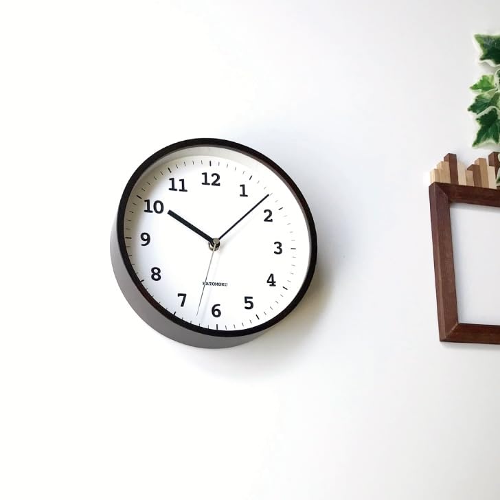 KATOMOKU Sperrholz-Uhr, Größe 13, braun, km-84BRRC, Wanduhr mit schleichender Sekunde und 20,2 cm Durchmesser (Funkuhr)