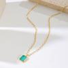 Vintage Emerald Pendant Necklace 18K Gold Titanium Steel Necklace Temperament Autumn And Winter Necklace Color Retention