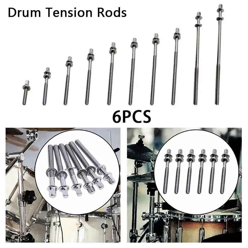 6Pcs with Washers Drum Tension Rods M5 Drum Tight Screw New Drum Lug Bolts for Jazz Drums Repair