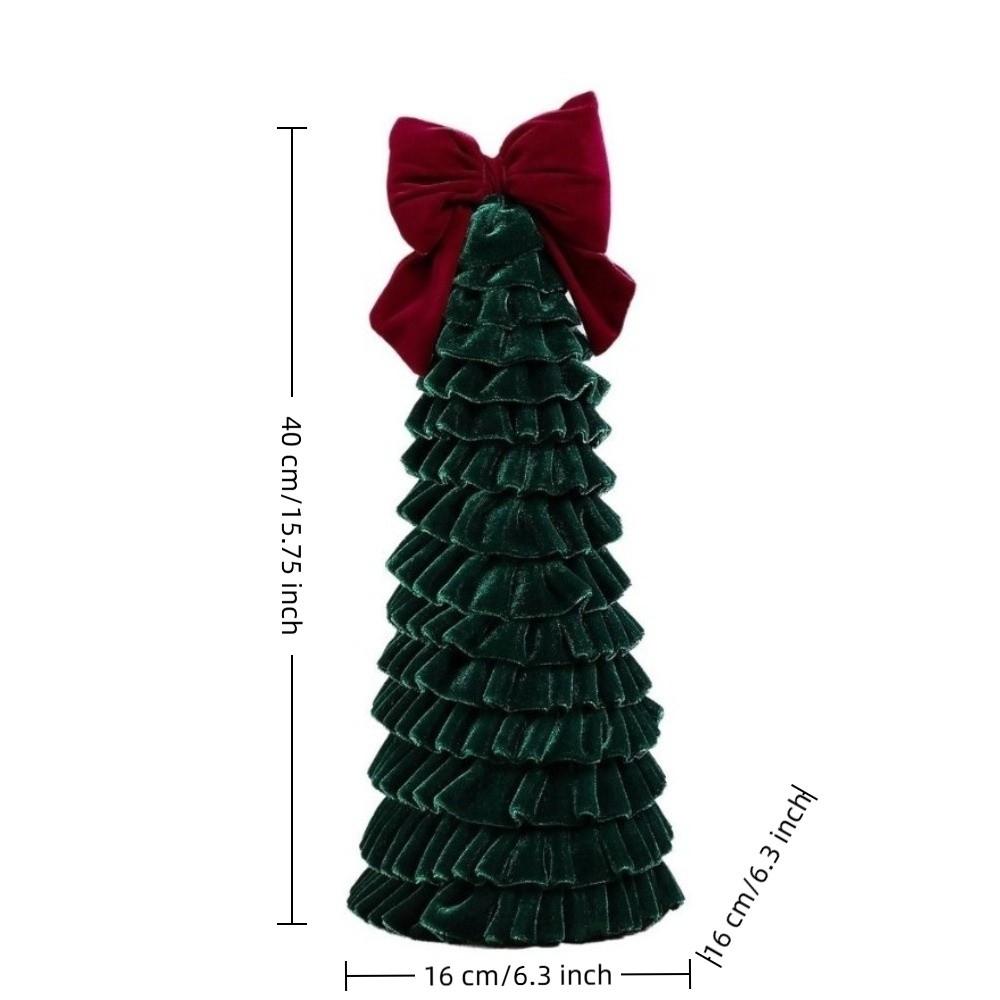 Bow Decor Christmas Tree Ornament Exquisite Tree Shape Bowknot Ruffled Style Tree Tower Home Decor