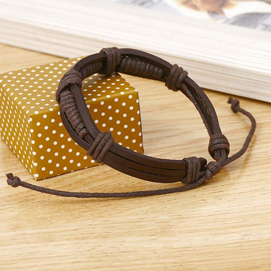 Women Men Classic Knitted Leather Bangle Wristband Cuff Bracelet Punk Jewelry