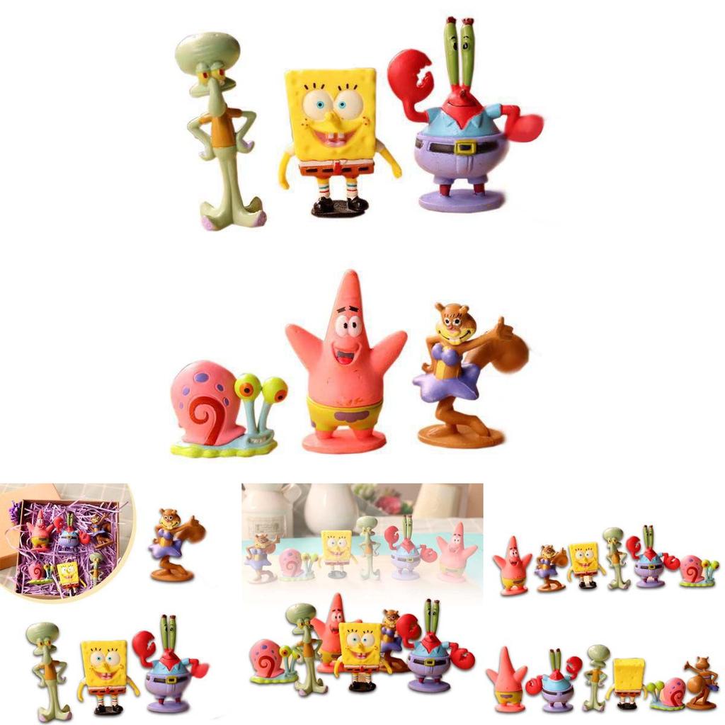 Adorabile Set di 6 Figure di Spongebob Squarepants Perfetto Per Collezionisti E Decorazione