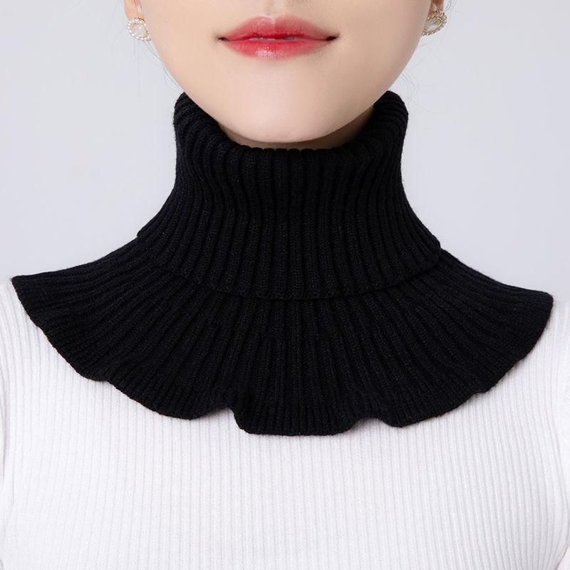 Neck Women's Head Autumn and Winter Warm Neck Cover Cervical Vertebrae with Decorative Fake Collar Knitted High-necked Wool Collar
