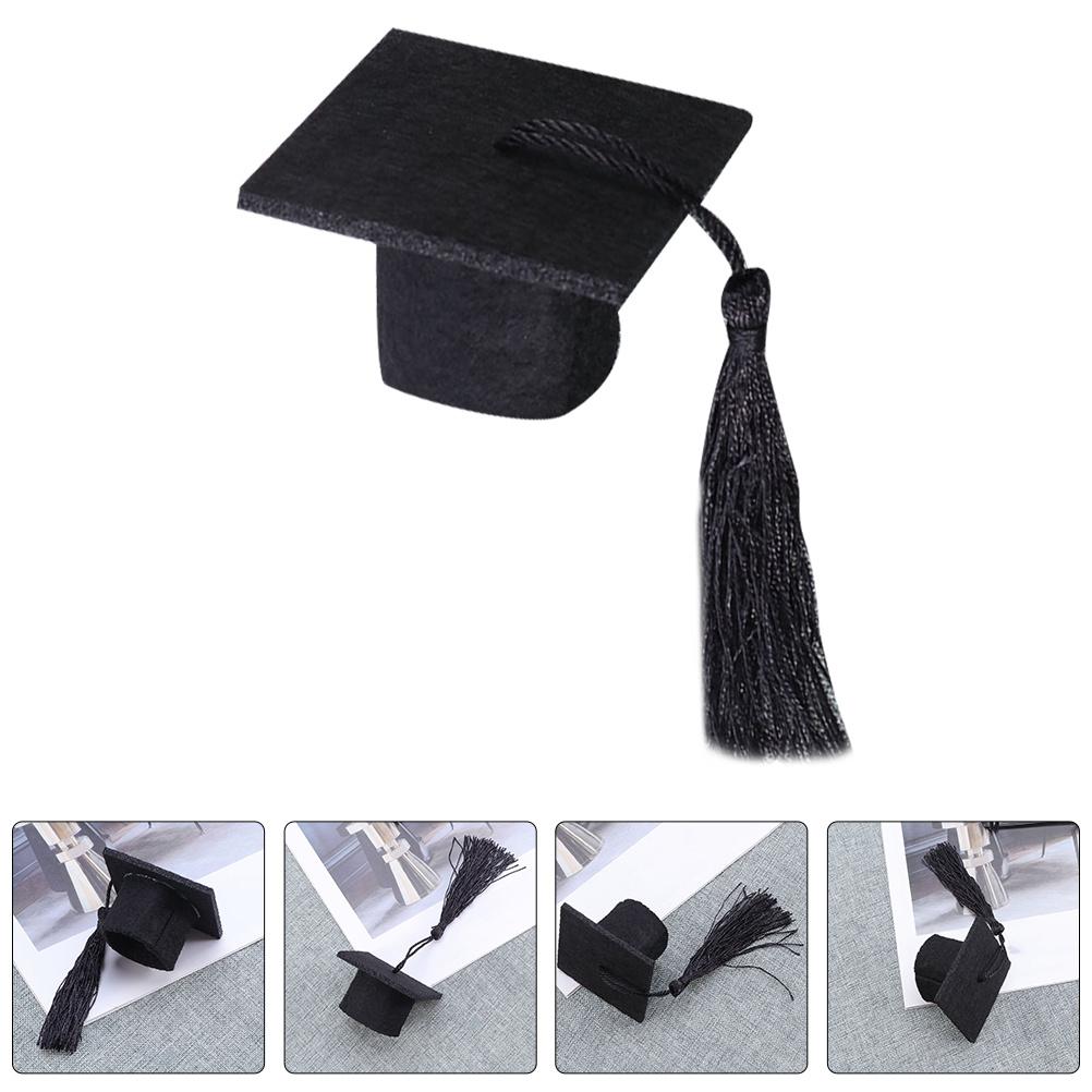 12pcs Mini Graduation Cap For Wine Bottle Decor Tassel Grad Hat Bottle Topper Party Supplies Jar Decoration Ornament
