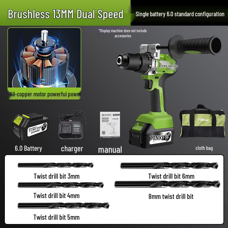 Rechargeable Brushless Electric Hand Drill & Screwdriver with Lithium Battery