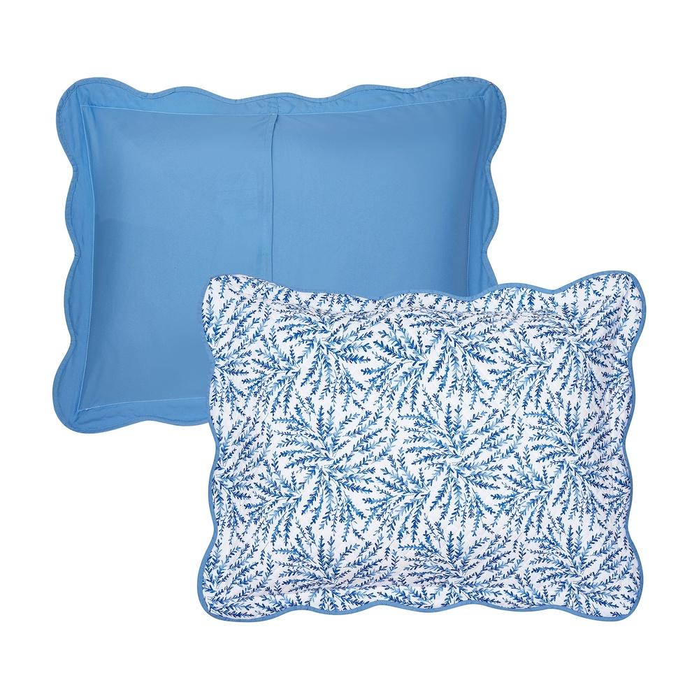 Blauwe Varen 3-delige Dekbedset Volledig Queen Zachte Polyester Beddengoedset met Kussenslopen Koeltechnologie Elegante Golvende Randen Klassiek