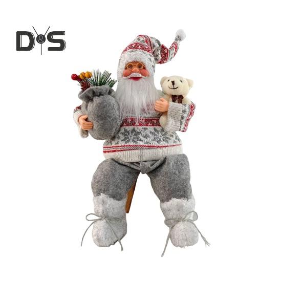 საშობაო სანტა კლაუსის თოჯინა პლუშუს სვიტერი სანტას ჰოლდინგი სასაჩუქრე ჩანთა ფიგურული ნაძვის ხის დეკორი წვეულების წყაროები სახლის ბარის მაგიდის ბუხრისთვის