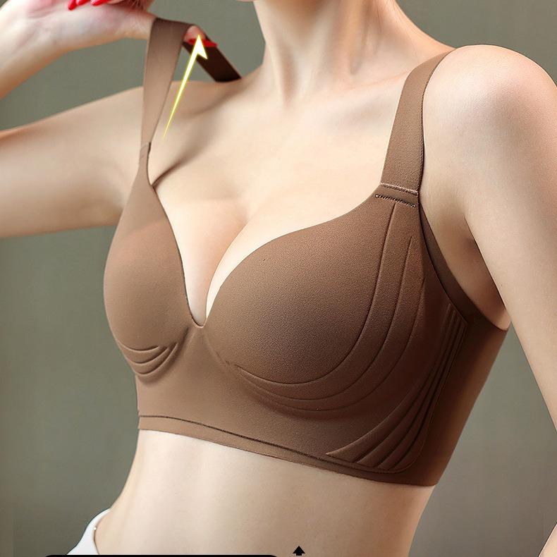 Gathering Bra Women's Adjustable Secondary Lactation Bra Outward-expanding Upper Support Thin Bra Seamless Bra