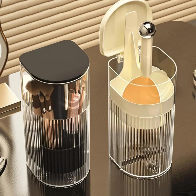 Automatische Liftende Make-up Kwastenhouder Met Stofdicht Deksel Cosmetische Opbergdoos Voor Kwasten, Lippenstiften Make-up Organizer Voor Kaptafel