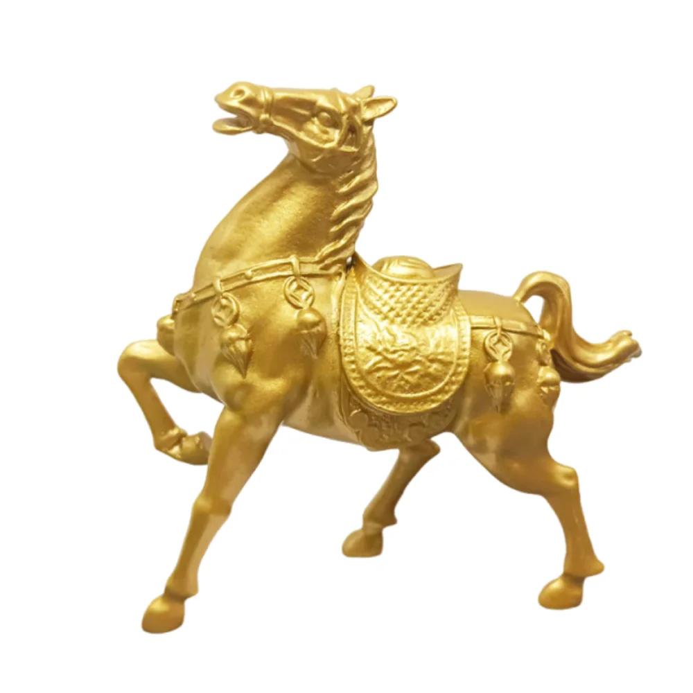 

Chinese Style Rotating Ingots Horse Statue Realistic Gold Zodiac Horse Figurines Good Luck Portable Running Horse Ornaments