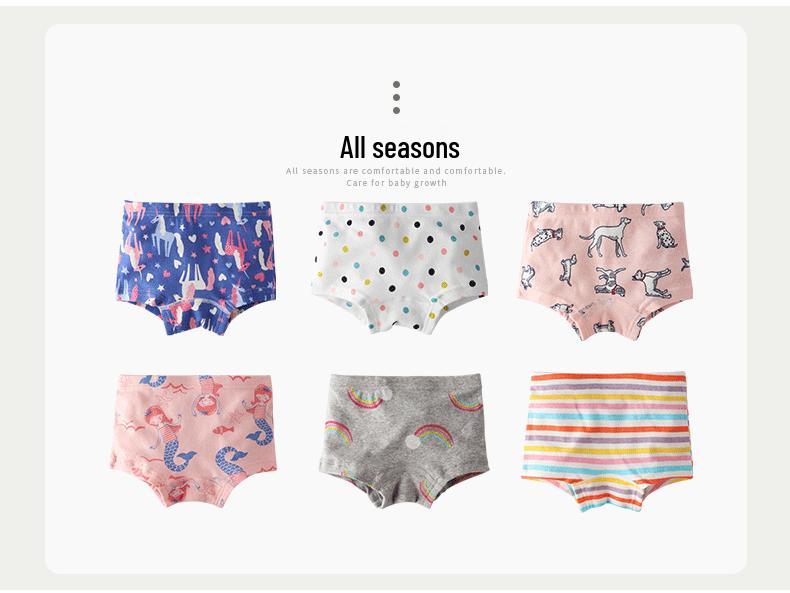 Girls' Pure Cotton Cartoon Boxer Briefs - Breathable School Shorts