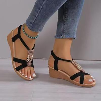Round Toe Wedge Heel Fashionable Women's Shoes Flat Wear Resistant Comfortable Casual Sandals