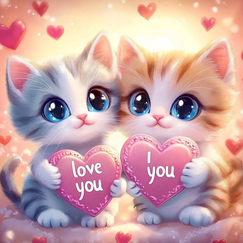 

5d DIY Полный квадрат/круглый алмаз Картина Животное Кошка Стразы Картинки Любовь Полный комплект Искусство Подарки Украшения Дома Full Round 20x20CM