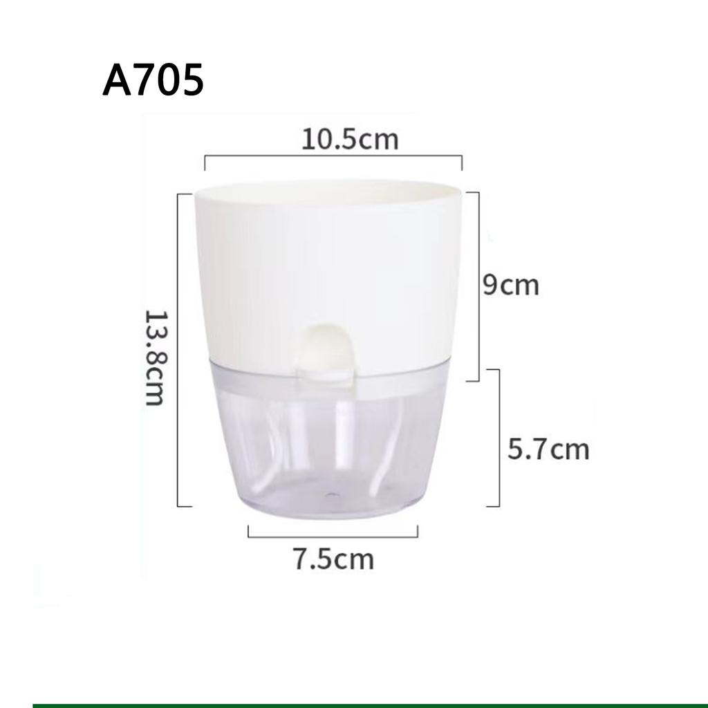 Transparent Double Layer Plastic Flower Pot Self Watering Flowerpot Cotton Rope Watering Small Plant Pot with Injection Port