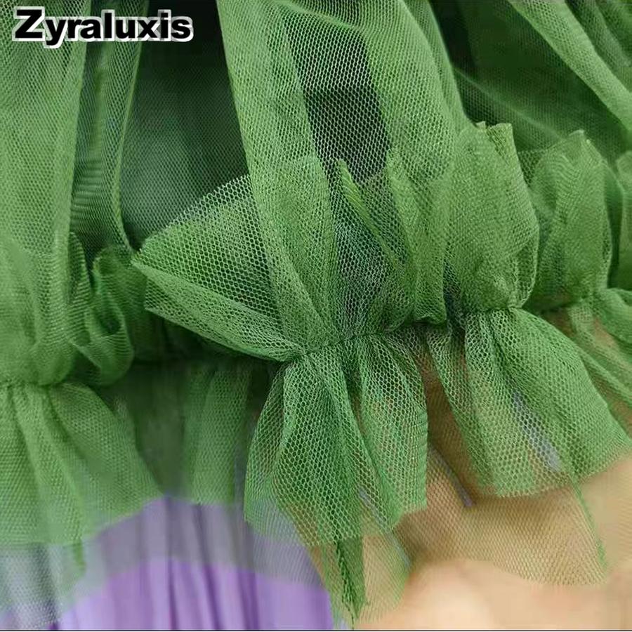 Neues Patchwork Colorblock Netzkleid für Mädchen, Fee Prinzessinnenkleid, Tüllkleid, INS Tanzperformance Halbkörper Kurzer Rock