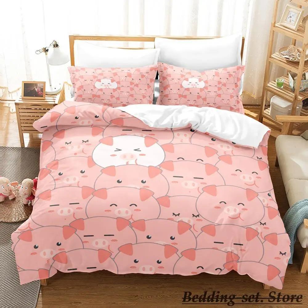 Funny Pig Bedding Set Single Twin Full Queen King Size Bed Set Aldult Kid Bedroom Duvetcover Sets Anime Parure De Lit Bed